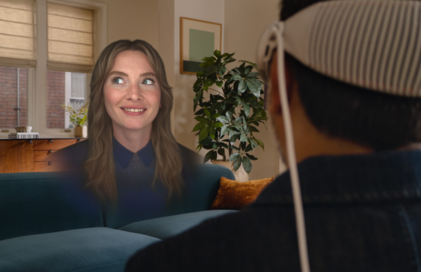 A lifelike Persona collaborating in the Freeform app on Apple Vision Pro